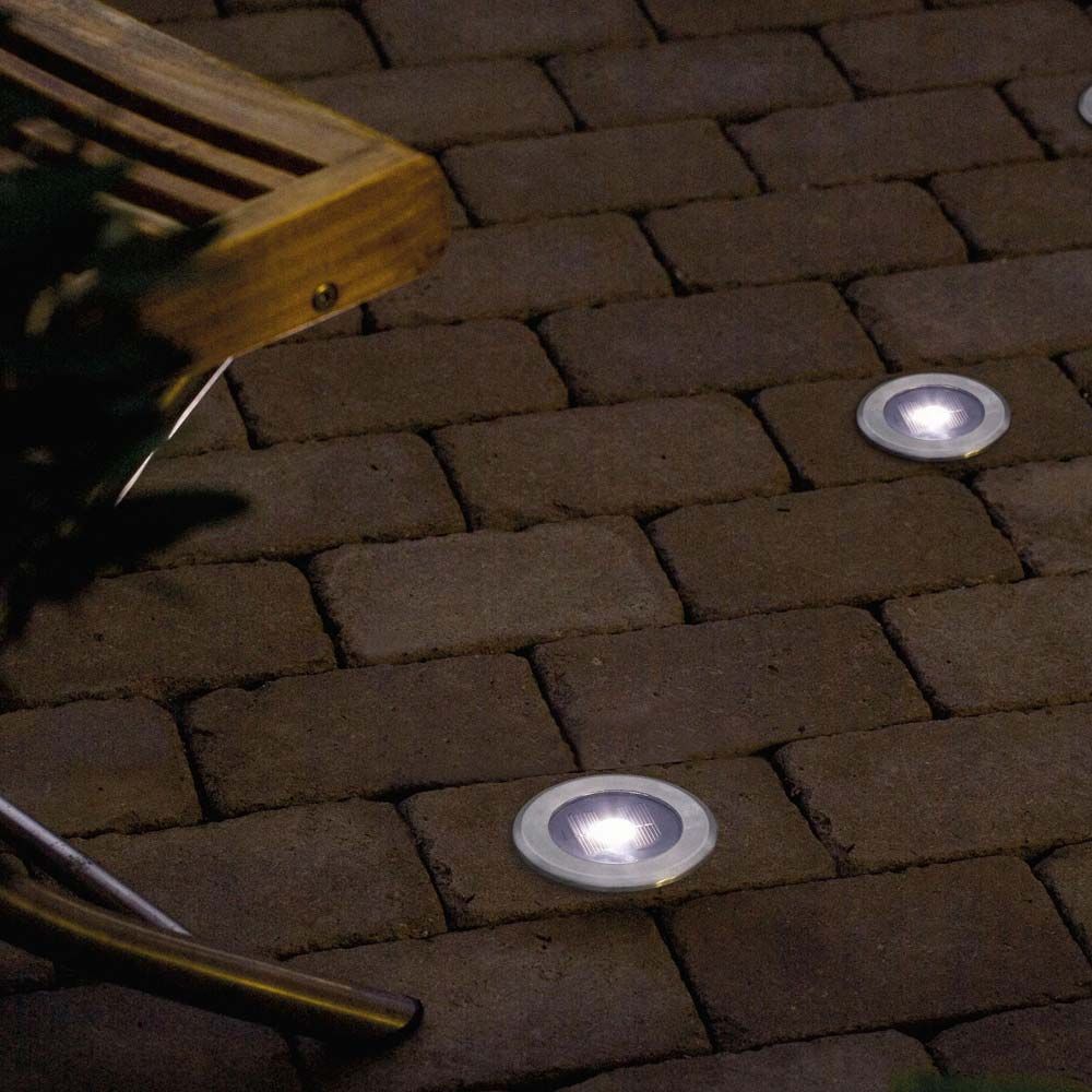 Solar LED floor spot stainless steel, clear glass