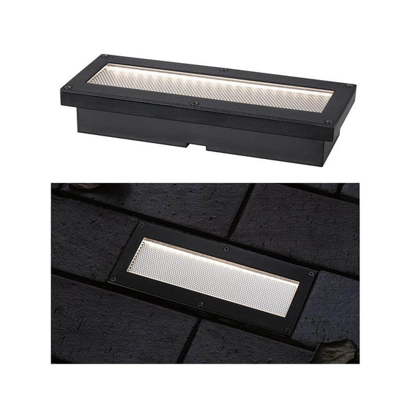 Solar LED Bodeneinbauleuchte Domenic Rechteckig Schwarz IP67 für Wege, Einfahrten und Terrassen