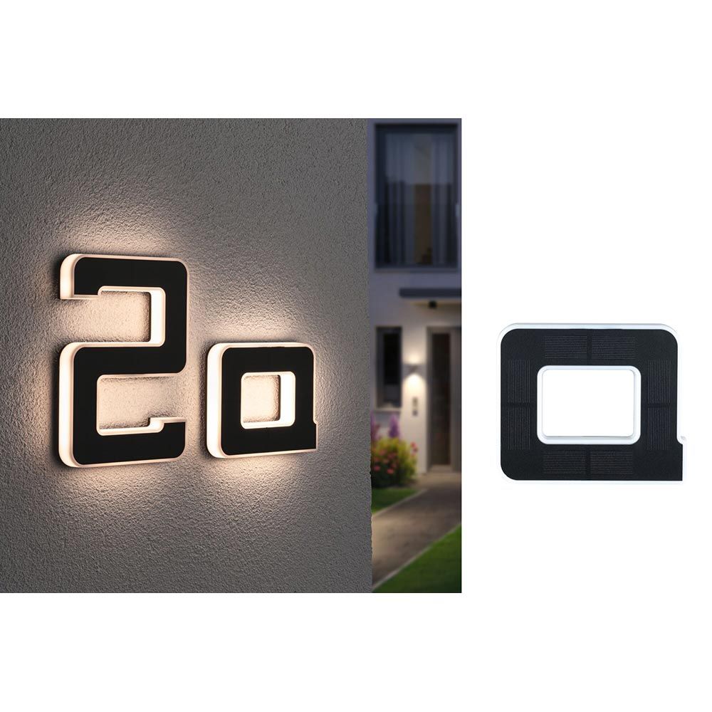LED SOLAR HUS NUMMER Lysbrev et sort