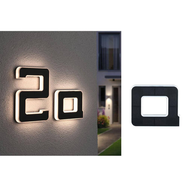 LED Solar Hausnummernleuchte Buchstabe A Schwarz mit 3000K warmweißem Licht, spritzwassergeschützt IP44