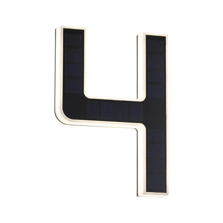 Solar LED house number light number 4 with solar panel for outdoor lighting and house number display.