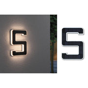 Lampe solaire pour numéro de maison LED numéro 5, numéro de maison lumineux S sur le mur dans l’obscurité avec éclairage indirect.