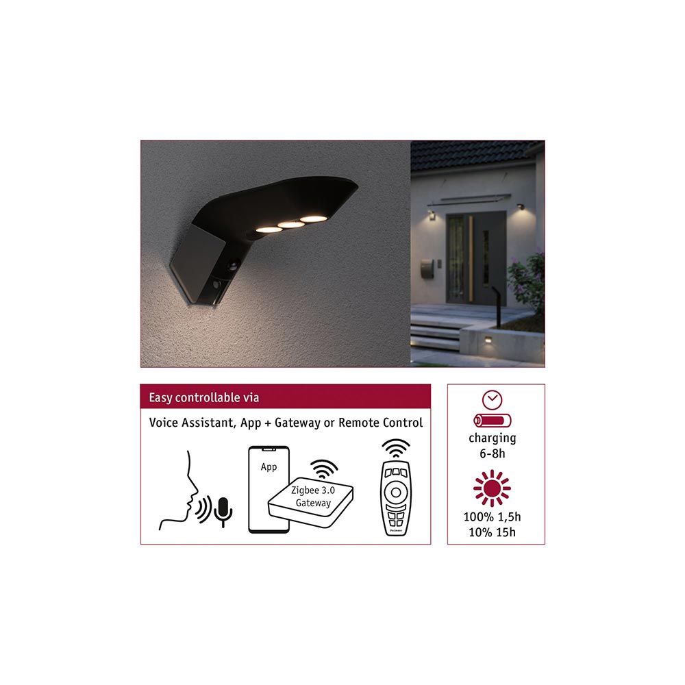 Luz LED solar para el número de casa Soley Smart Home Zigbee + sensor