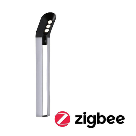 Solar LED Pollerleuchte Smart Home Zigbee Soley Anthrazit im eleganten Design mit Zigbee-Logo.