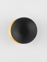 Solei LED Wandleuchte Ø 20cm, modernes Design in Schwarz und Gold, warmweiße Lichtfarbe 3000K.