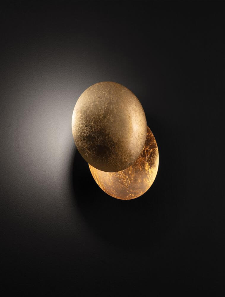Solei LED Wandleuchte Ø 20cm in Gold, 3000K warmweißes Licht für moderne Wohnräume.