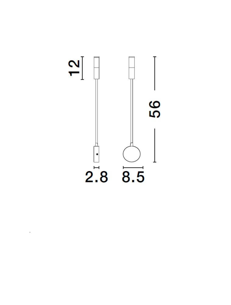 Sonica LED Wandleuchte Ø 8,5cm 3000K IP44 technische Zeichnung mit Abmessungen