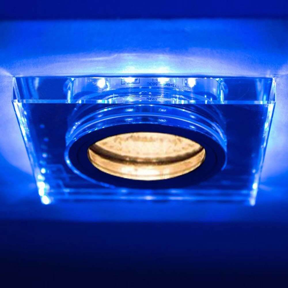 GU10 Decken-Einbauleuchte Soren mit blauen LED`s 9 x 9cm 230V