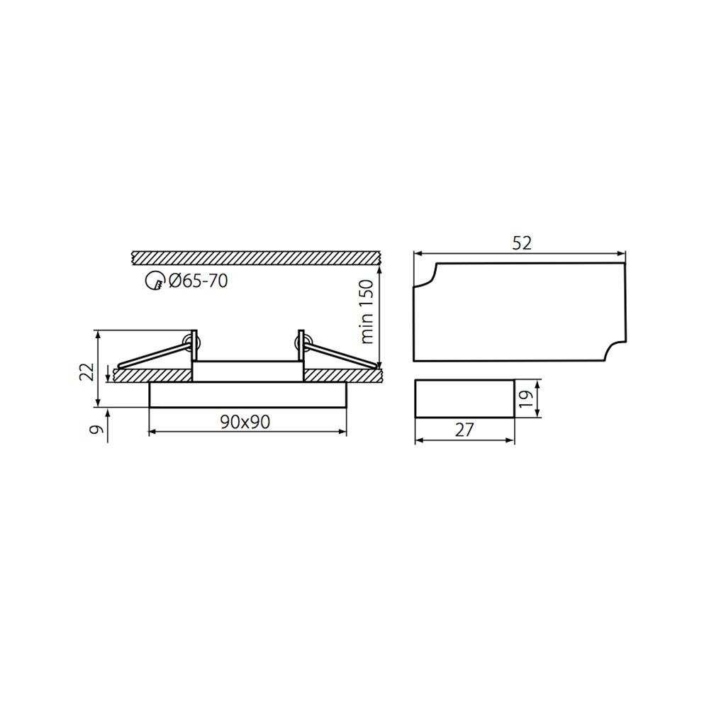 LED Decken-Einbaustrahler Soren 210lm + GU10-Fassung 9 x 9cm  Kanlux   