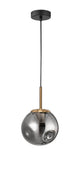 Spada Pendelleuchte Ø 15cm Gold, Schwarz, Rauch mit rauchigem Glas und goldfarbenem Metall.
