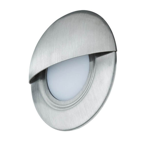 Special EBL LED Abdeckung Cap rund 87mm Edelstahl in Edelstahl-Optik mit moderner LED-Beleuchtung.