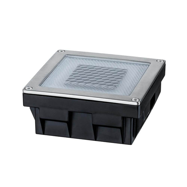 LED Solar forsænket jordlampe Cube IP67 rustfrit stål i firkantet design, vandtæt og velegnet til havebelysning.