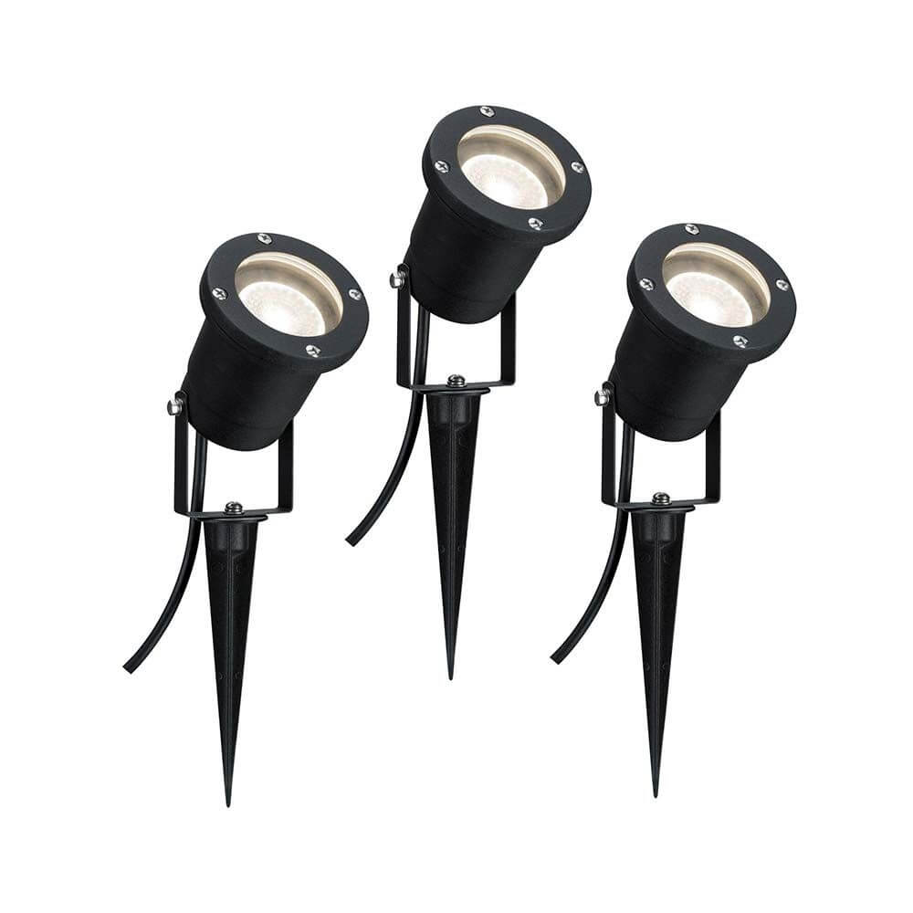 Special Line Garden Spotlight IP44 GU10 3x3,5W 3000K Schwarz Alu Set von drei Gartenstrahlern.