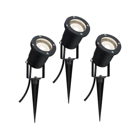 Special Line Garden Spotlight IP44 GU10 3x3,5W 3000K Schwarz Alu Set von drei Gartenstrahlern.