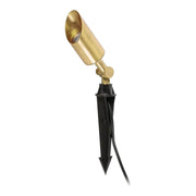 Andy Satin Gold spike light IP65 with a stylish, round lampshade in a satin gold finish.