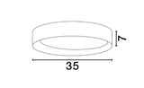 Maßzeichnung der Stake LED Deckenleuchte mit Ø 35cm und Höhe 7cm in schlichtem Design.
