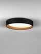 Stake LED Deckenleuchte Ø 45cm 3000K – matte schwarze Deckenleuchte mit warmweißem LED-Licht und Holz-innenring, modernes reduziertes Design