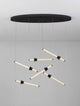 Stalactite LED Pendelleuchte 6-flammig Ø 120cm 3000K Schwarz mit geometrischem Design und warmer Beleuchtung.