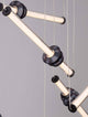 Stalactite LED Pendelleuchte 6-flammig Ø 120cm 3000K Schwarz mit geometrischen Linien und innovativem Design.