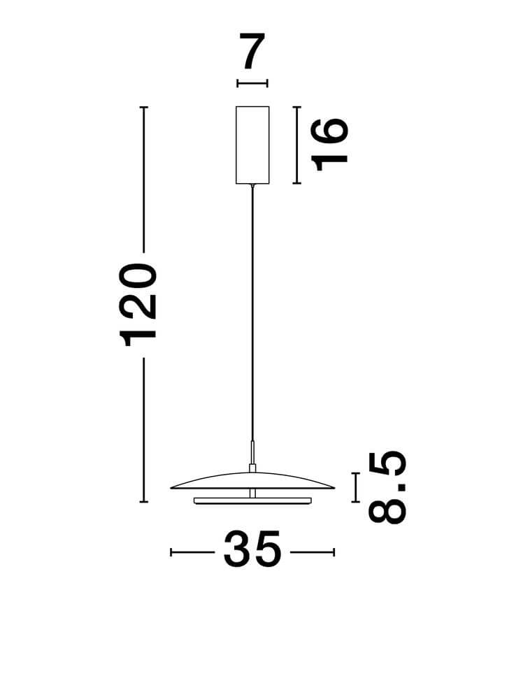 Stalactite LED Pendelleuchte 6-flammig Ø 120cm 3000K Schwarz technische Zeichnung mit Abmessungen.