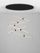 Stalactite LED Pendelleuchte 6-flammig Ø 150cm 3000K Schwarz in modernem Design mit geometrischen Linien.