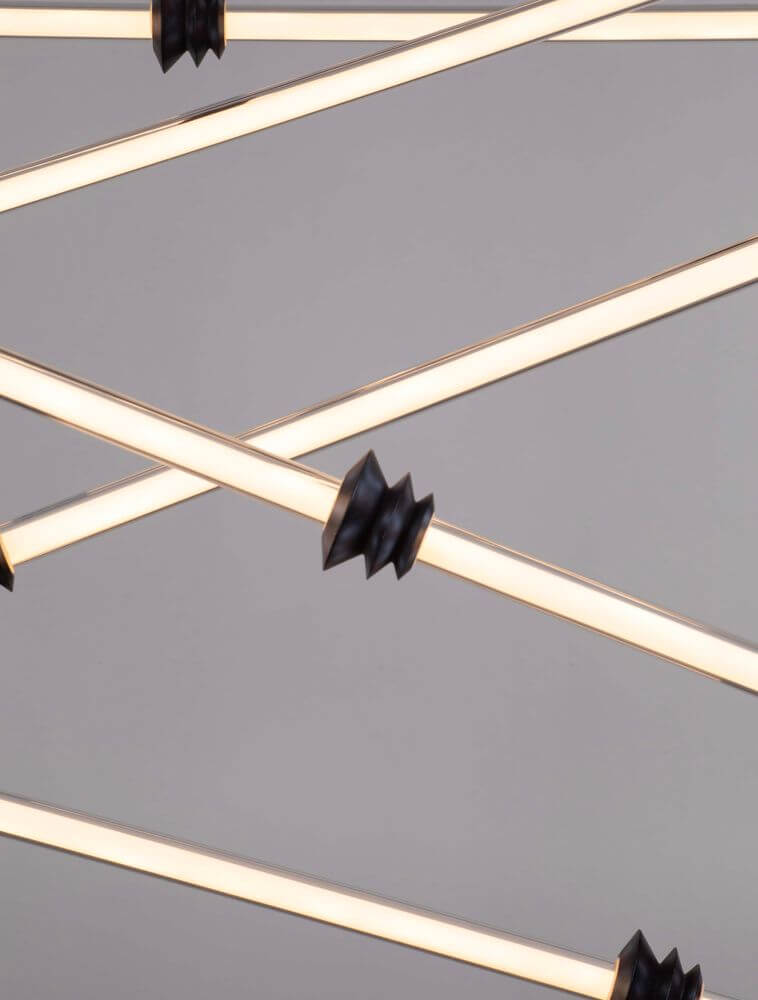 Stalactite LED Pendelleuchte 6-flammig Ø 150cm 3000K Schwarz - moderne geometrische Beleuchtungselemente