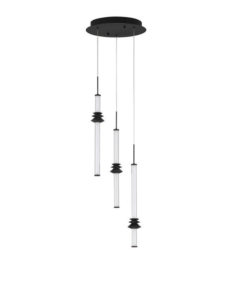 Stalactite Pendelleuchte 3-flammig Ø 35cm 3000K Schwarz, dimmbar per TRIAC, Nova Luce ATMOSFERA