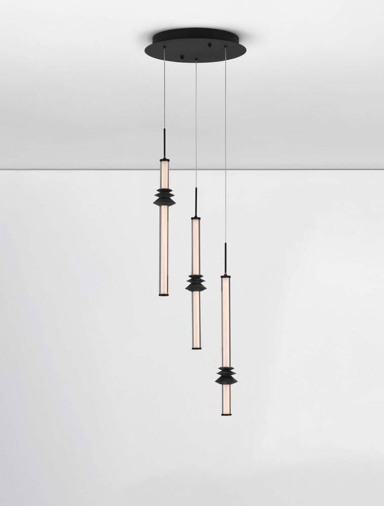Stalactite Pendelleuchte 3-flammig Ø 35cm 3000K Schwarz in modernem Design mit dimmbarer Funktion.