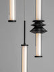 Schwarze 5-flammige Stalactite Pendelleuchte mit klarem Glas und warmem 3000K Licht.