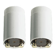 Starter Universal weiß, zwei zylindrische Lampenfassungen 2x4-65W, Kunststoff, Frontalansicht