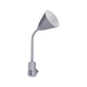 Steckerleuchte Junus Flexarm Grau mit flexiblem Arm und Kippschalter für individuelle Beleuchtung.