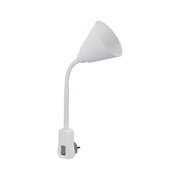 Junus Flex Arm White plug-in light with flexible arm and toggle switch for individual lighting.
