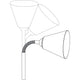 Skizze der Steckerleuchte Junus Flexarm Weiß mit verstellbarem Arm und Schirm.
