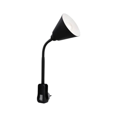 Steckerleuchte Junus mit Flexarm Schwarz - flexible Lichtquelle mit Kippschalter für individuelle Beleuchtung.