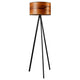 Stehlampe Atticus 150cm mit Dreibein Europäischer Nussbaum, elegante Stativleuchte mit Holzschirm.