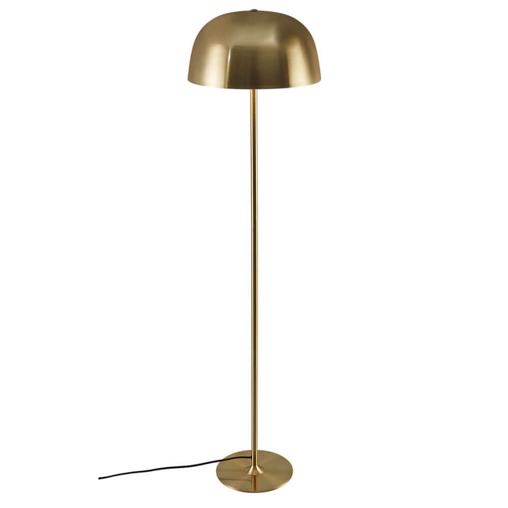 Stehlampe Cera aus Messing mit runder Form, passend zum skandinavischen Designstil.