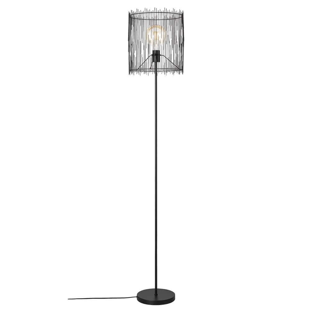 Stehlampe Elvis mit modernem Design und eleganter Lampenschirmstruktur in Schwarz.