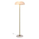 Stehlampe Glossy mit gebürstetem Messing und opalweißem Glas im skandinavischen Design.