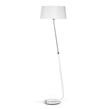 Stehlampe HOTEL Chrom, Weiß für modernes Wohndesign, elegant mit weißem Lampenschirm und schlankem Fuß.