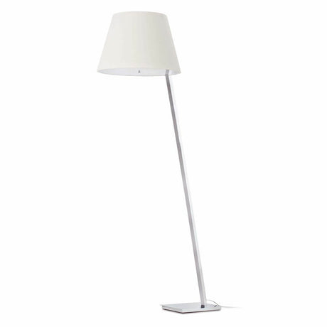 Stehlampe MOMA Chrom, Weiß - moderne Stehlampe mit schickem Chrom-Design und weißem Lampenschirm.