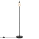 Stehlampe Molli mit schlanker schwarzer Basis und einem weißen Lampenschirm.