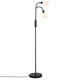 Stehlampe Molli Double in modernem Design mit zwei Lichtquellen und schwarzem Fuß.
