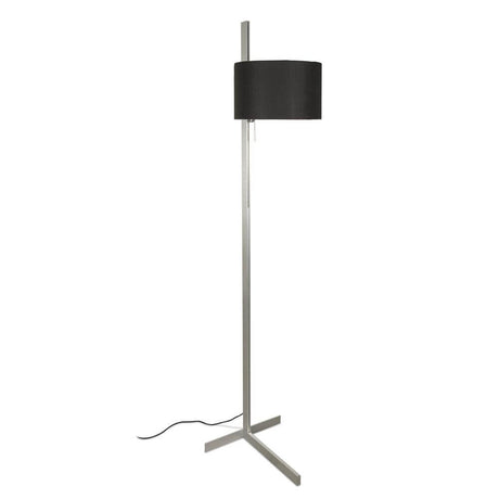 Stehlampe STAND UP Aluminium, Schwarz – moderne Stehlampe mit schwarzem Lampenschirm und Aluminiumfuß.