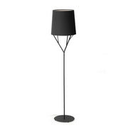 Stehlampe TREE Schwarz mit modernem Design und schwarzem Lampenschirm auf einem stabilen Fuß.