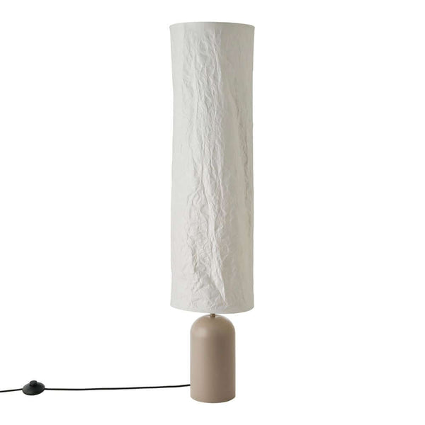 Stehlampe Talli in Beige mit weißem Lampenschirm, moderne Stehleuchte für Wohn- und Schlafzimmer