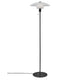 Stehlampe Verona mit zwei Schirmen aus weißem Opalglas und mattem schwarzen Metall. Ideal für jedes Wohnzimmer.