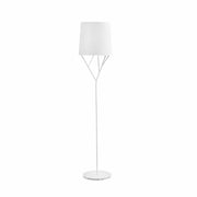 Lampadaire élégant TREE blanc au design fin et à abat-jour blanc.