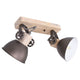 Industrie-Deckenleuchte Gearwood mit retro Design aus Holz und Metall, zwei Leuchten mit sichtbaren LED-Glühfäden.