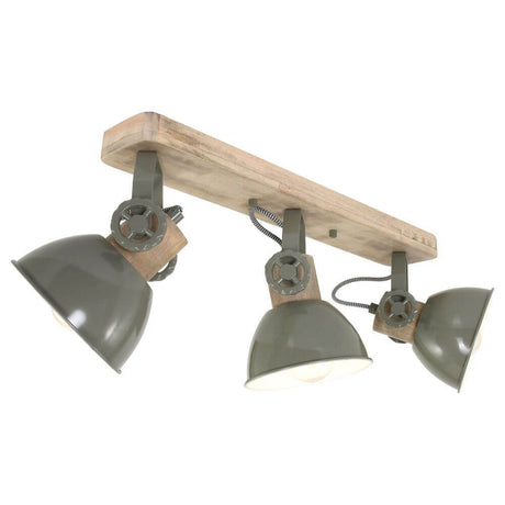 Industrial ceiling light Gearwood in retro design with wooden and metal elements.