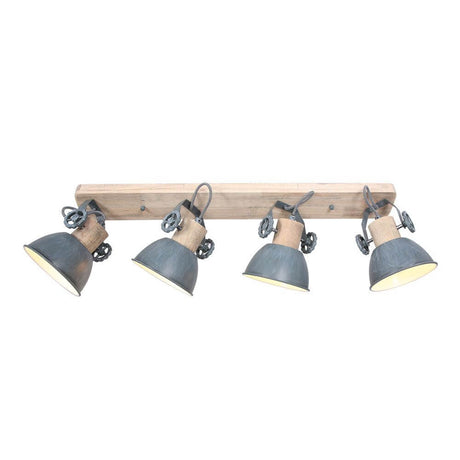 Industrial ceiling light Gearwood with wooden and metal shade in retro design, ideal for stylish lighting.